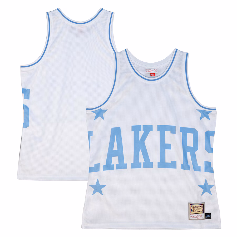 Men's Los Angeles Lakers  Mitchell & Ness White Hardwood Classics Blown Out Fashion Jersey - Jersey