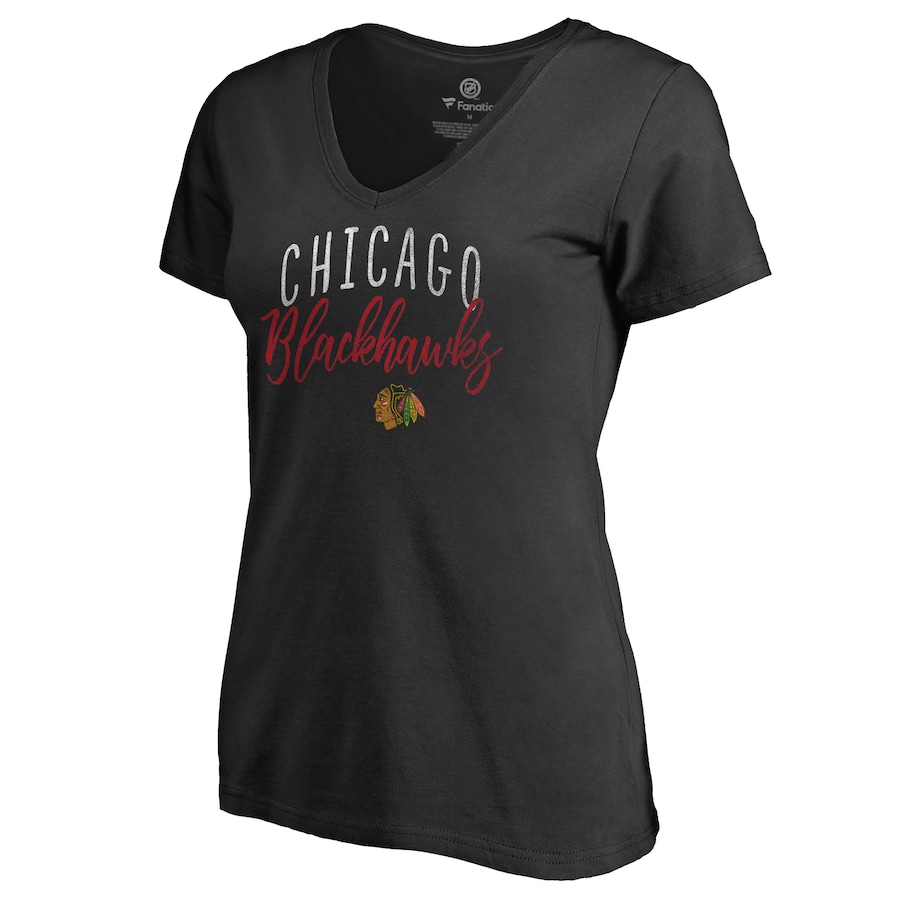 Women's Chicago Blackhawks Black Graceful V-Neck T-Shirt - Jersey
