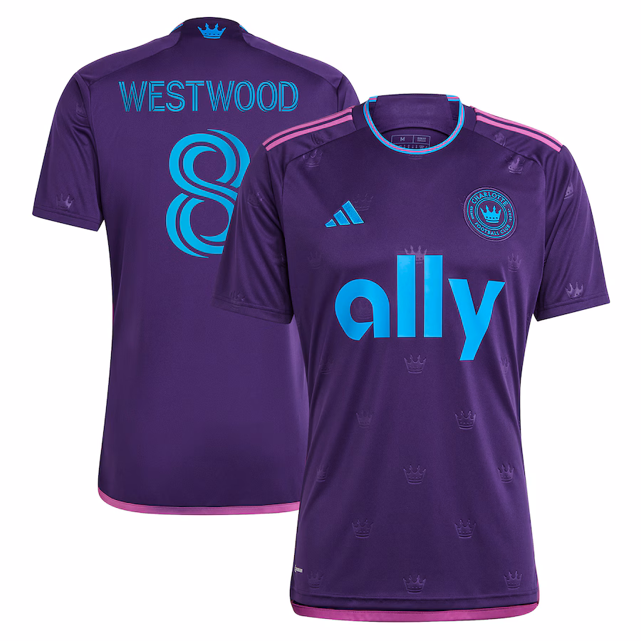 Men's Charlotte FC Ashley Westwood adidas Purple 2023 Crown Jewel Kit Replica Jersey - Jersey