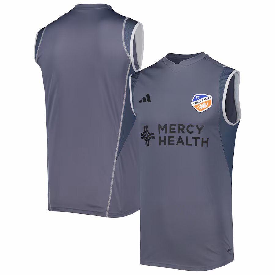 Men's FC Cincinnati adidas Gray 2023 On-Field Sleeveless Training Jersey - Jersey