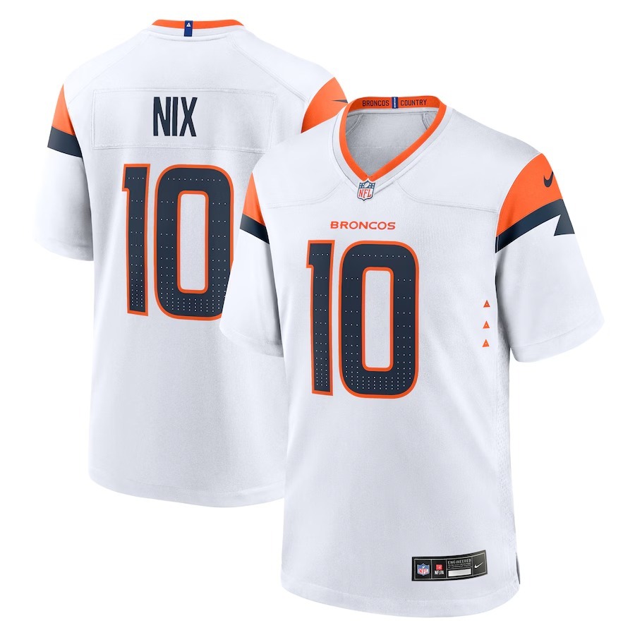 Men's Denver Broncos Bo Nix Nike  White Game Jersey - Jersey