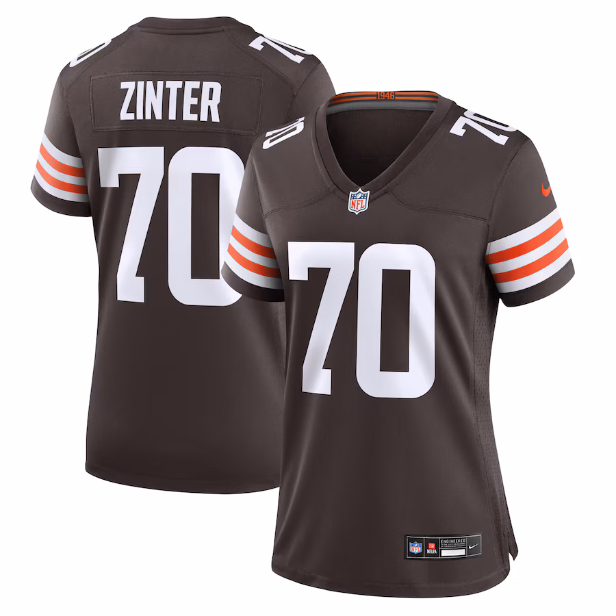 Women's Cleveland Browns Zak Zinter Nike Brown Game Jersey - Jersey