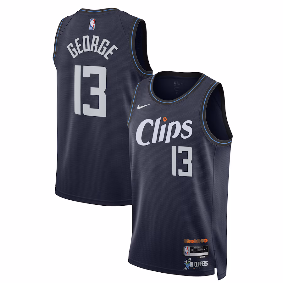 Unisex LA Clippers Paul George Nike Navy 2023/24 Swingman Jersey - City Edition - Jersey