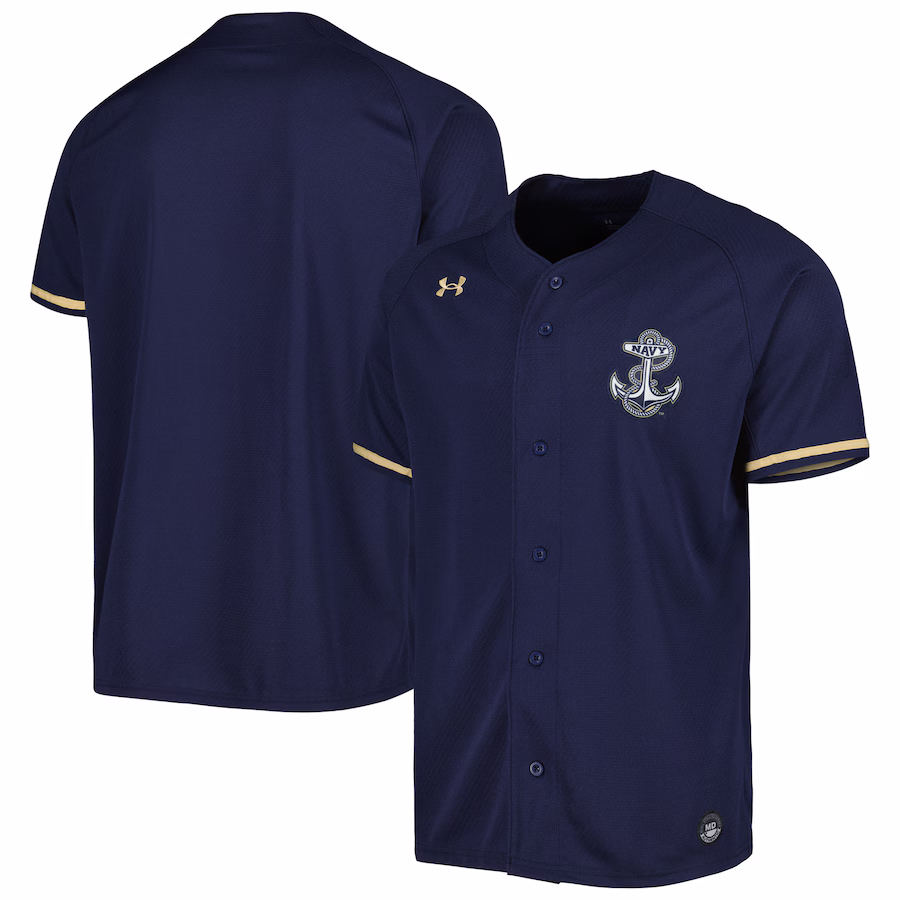 Navy Midshipmen Under Armour Replica Baseball Jersey - Navy - Jersey