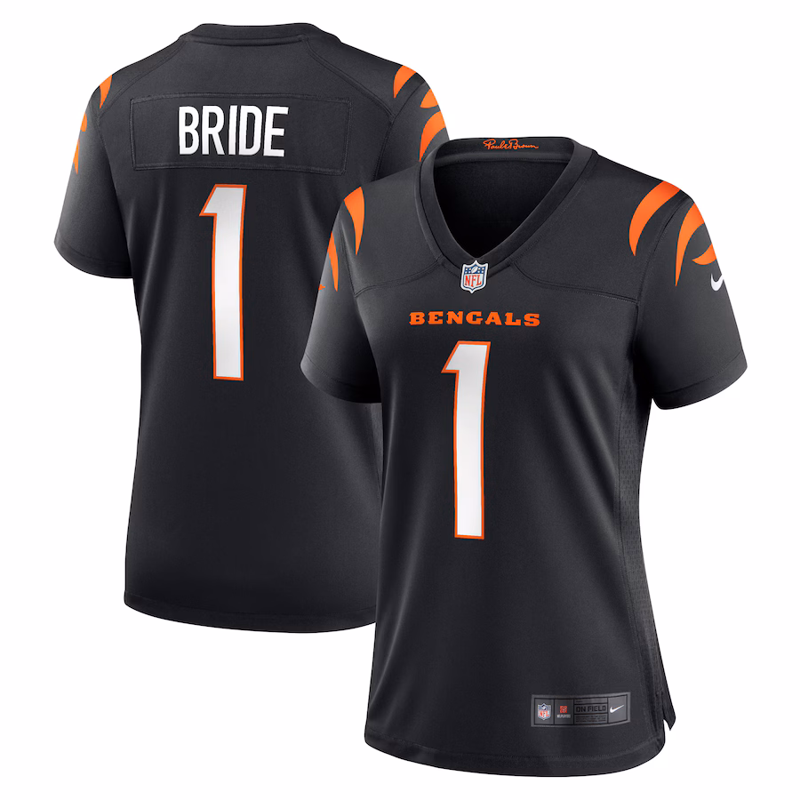 Women's Cincinnati Bengals Number 1 Bride Nike Black Game Jersey - Jersey