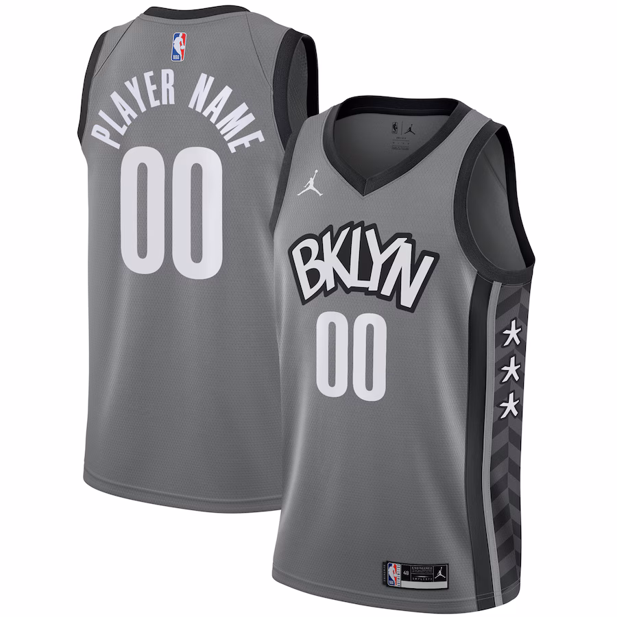 Men's Brooklyn Nets Jordan Brand Gray Swingman Custom Jersey - Statement Edition - Jersey