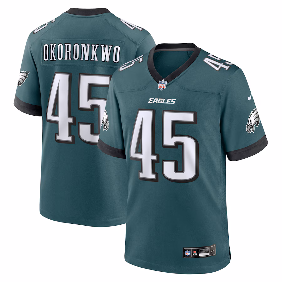 Men's Philadelphia Eagles Ogbonnia Okoronkwo Nike Midnight Green Team Game Jersey - Jersey