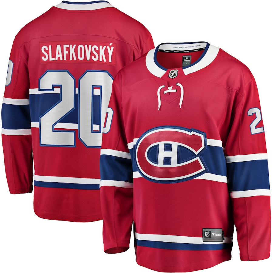Men's Montreal Canadiens Juraj Slafkovsky Fanatics Red Home Premier Breakaway Player Jersey - Jersey