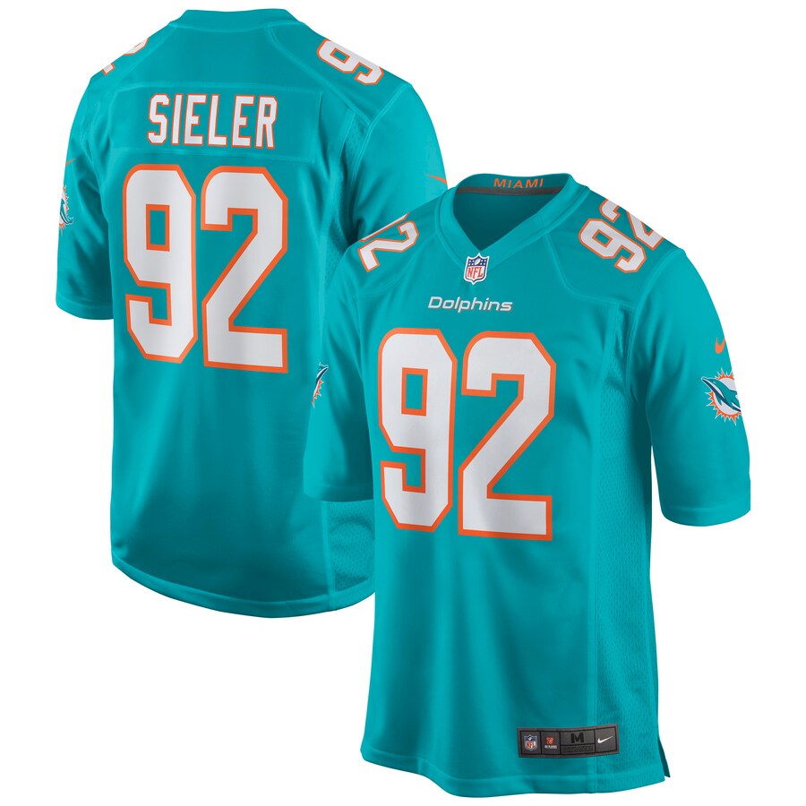 Men's Miami Dolphins Zach Sieler Nike Aqua Game Jersey - Jersey