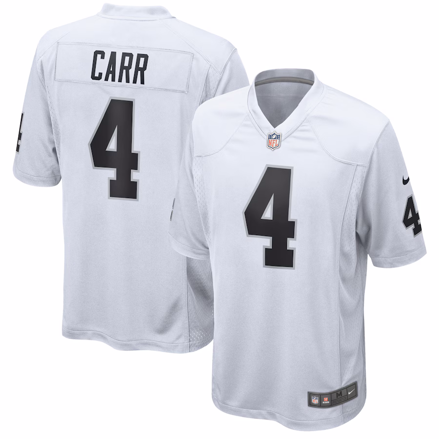 Mens Las Vegas Raiders Derek Carr Nike White Game Jersey - Jersey