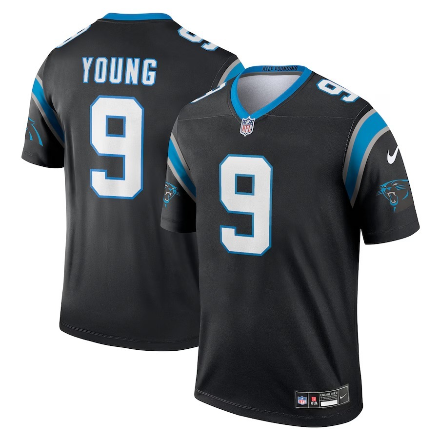 Men's Carolina Panthers Bryce Young Nike Black Team Legend Player Performance Top - Jersey