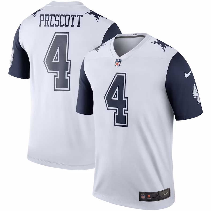 Men's Dallas Cowboys Dak Prescott Nike White Legend Player Performance Top - Jersey