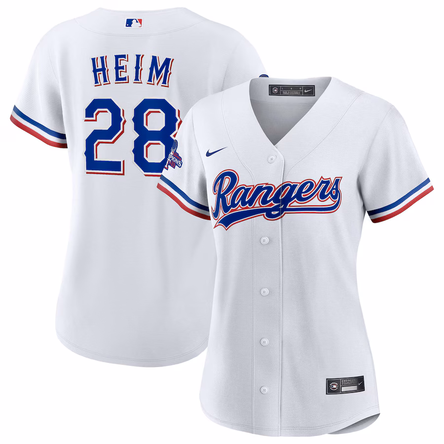 Women's Texas Rangers Jonah Heim Nike White Home 2023 World Series Champions Replica Player Jersey - Jersey