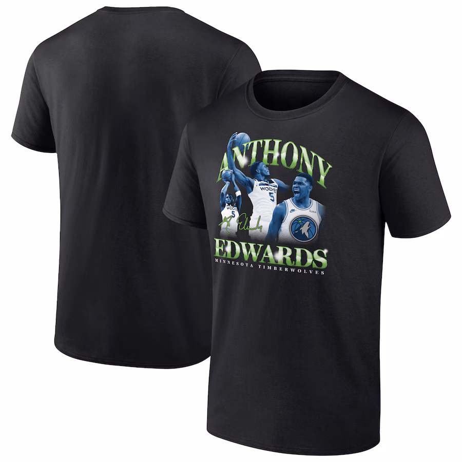 Men's Minnesota Timberwolves Anthony Edwards Black Retro '90s T-Shirt - Jersey