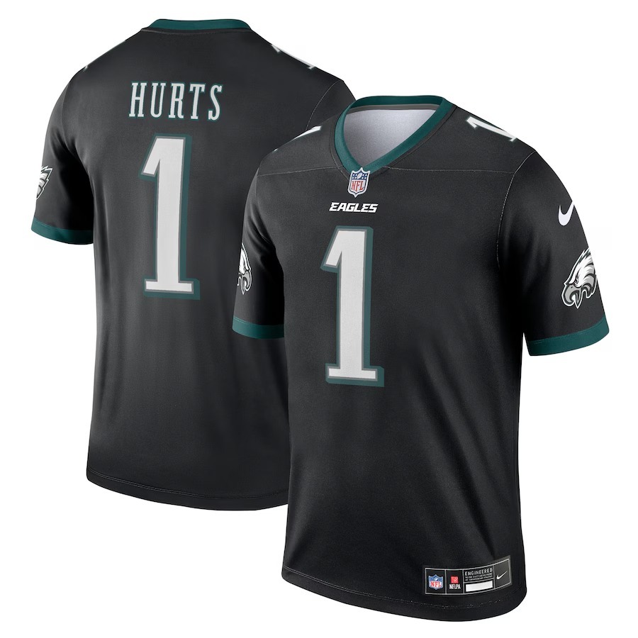 Men's Philadelphia Eagles Jalen Hurts Nike Black Alternate Legend Player Performance Top - Jersey