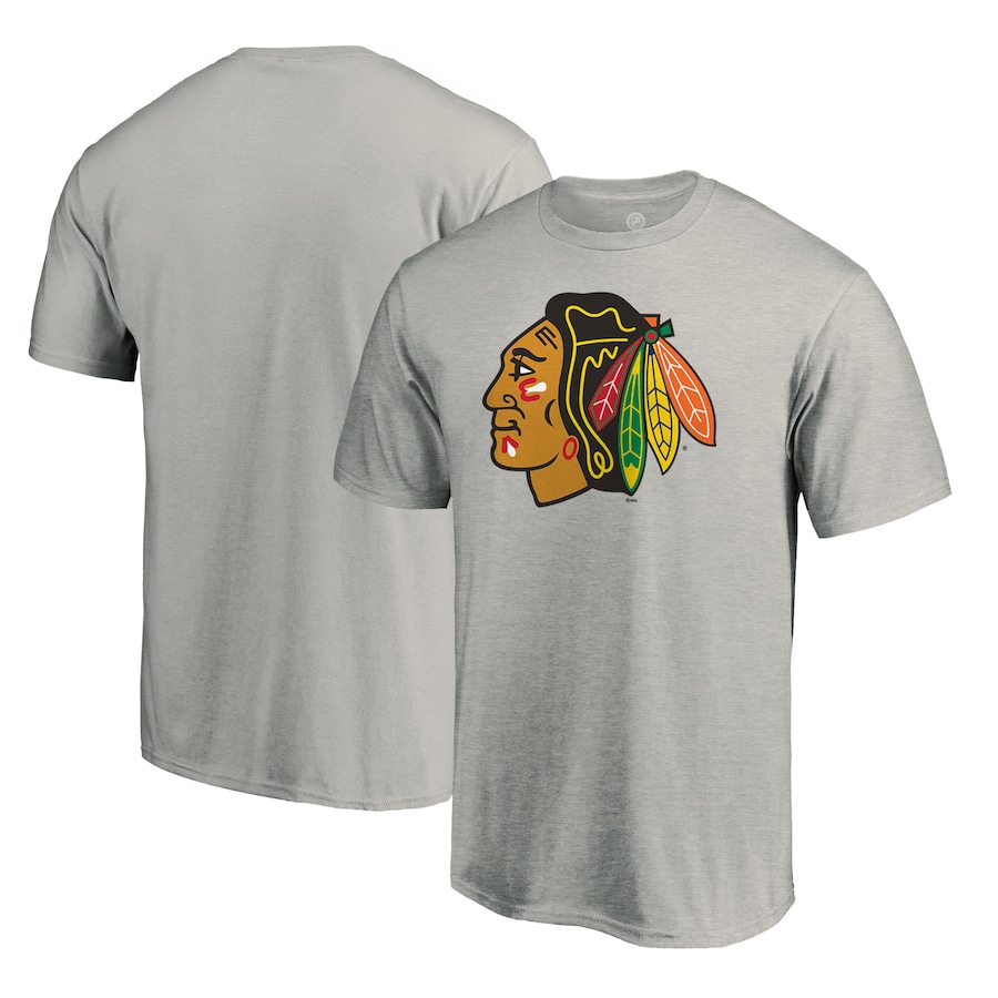 Men's Chicago Blackhawks Heather Gray Logo T-Shirt - Jersey