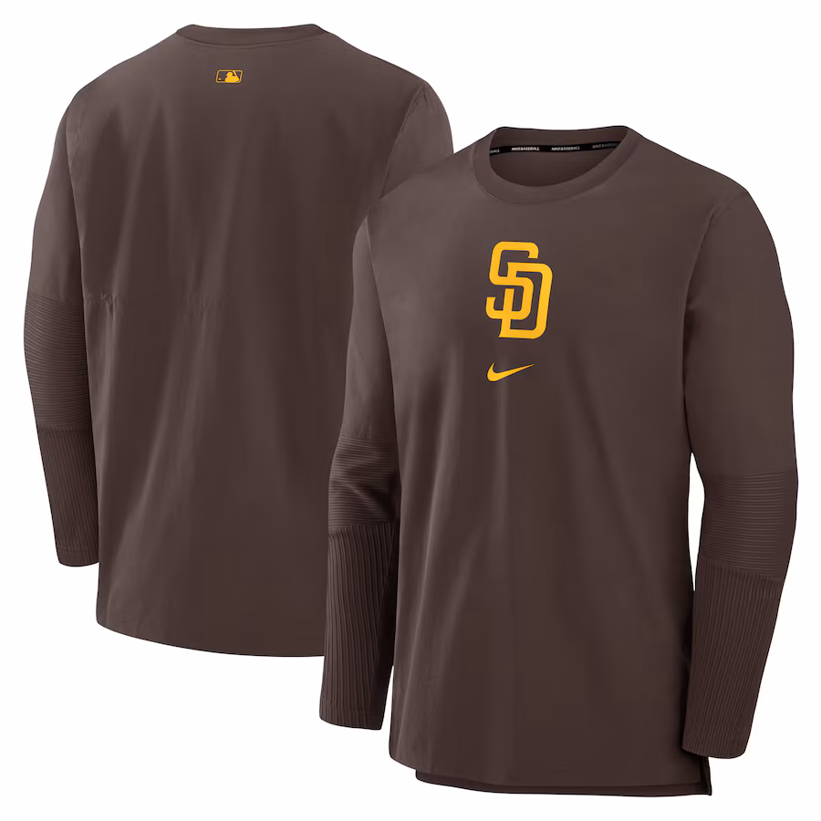 Men's San Diego Padres Nike Brown Authentic Collection Player Performance Pullover Sweatshirt - Jersey