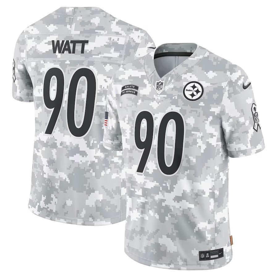 Men's Pittsburgh Steelers T.J. Watt Nike Arctic Camo 2024 Salute to Service Limited Jersey - Jersey