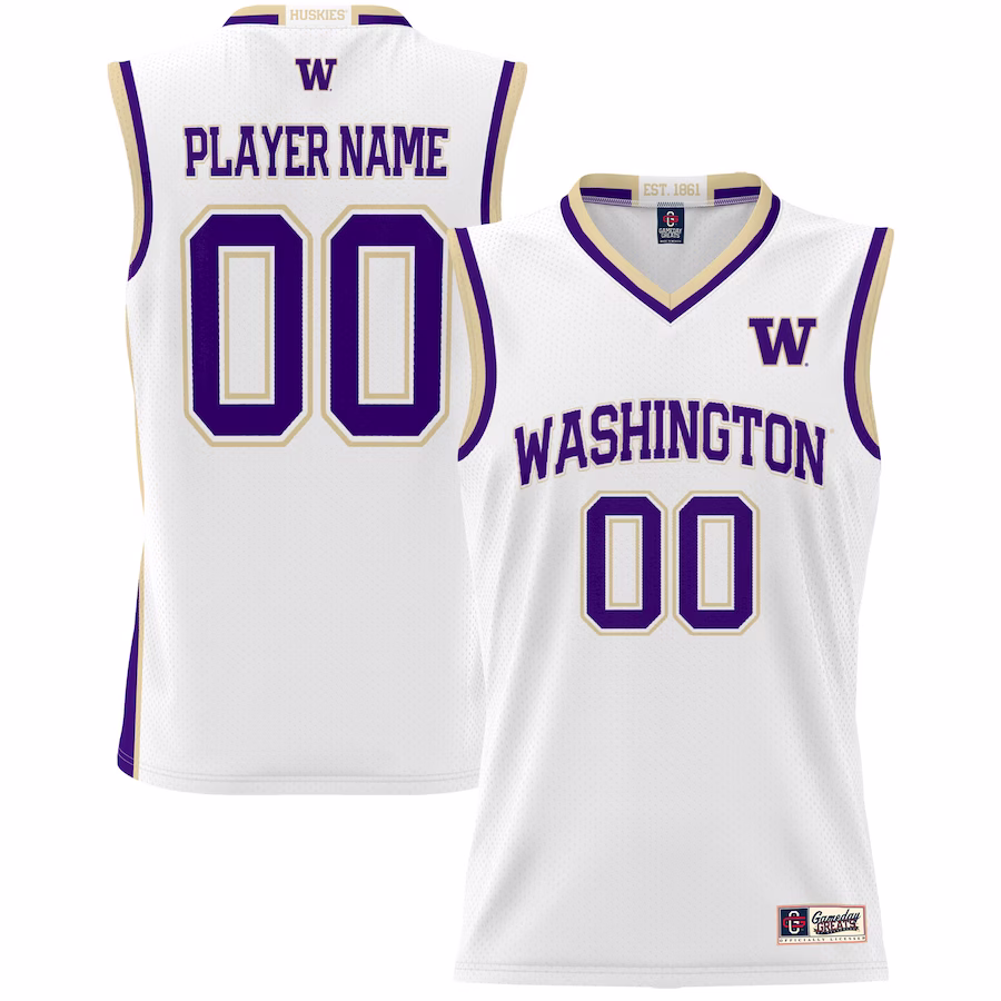 Washington Huskies GameDay Greats Youth NIL Pick-A-Player Lightweight Basketball Jersey - White - Jersey