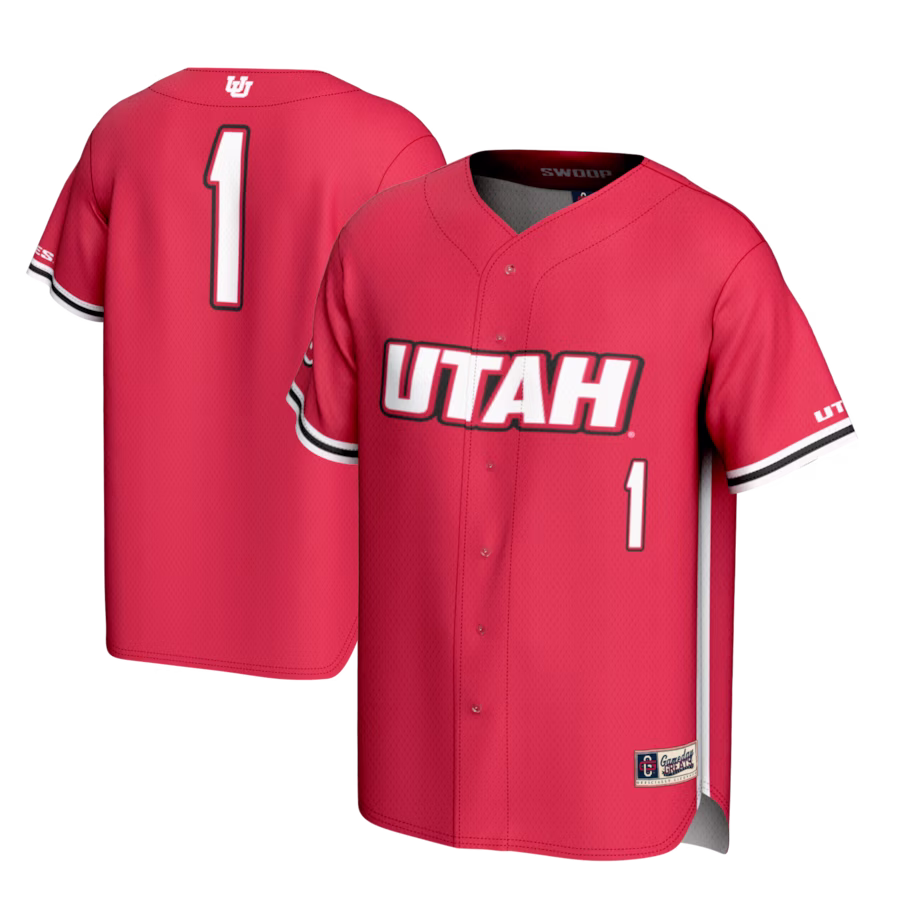 #1 Utah Utes GameDay Greats Lightweight Baseball Fashion Jersey - Red - Jersey