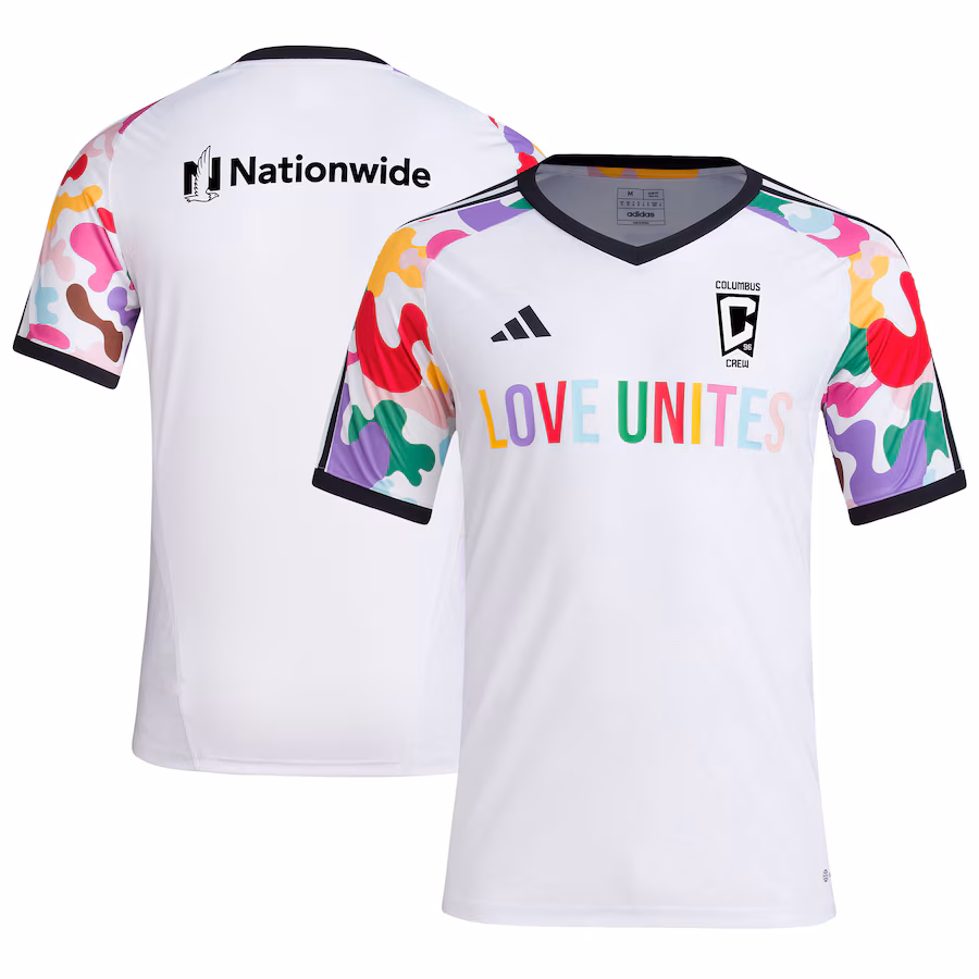 Men's Columbus Crew  adidas White 2023 Pride Pre-Match Top - Jersey