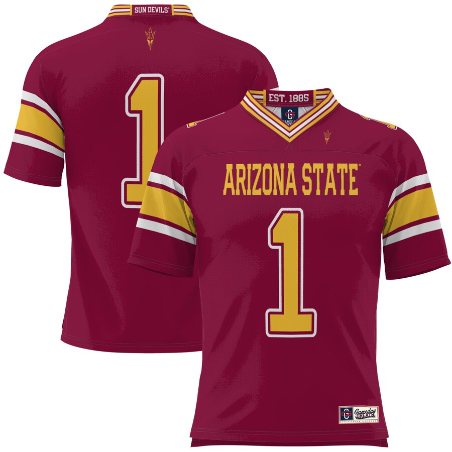 Men's GameDay Greats #1 Maroon Arizona State Sun Devils Football Jersey - Jersey