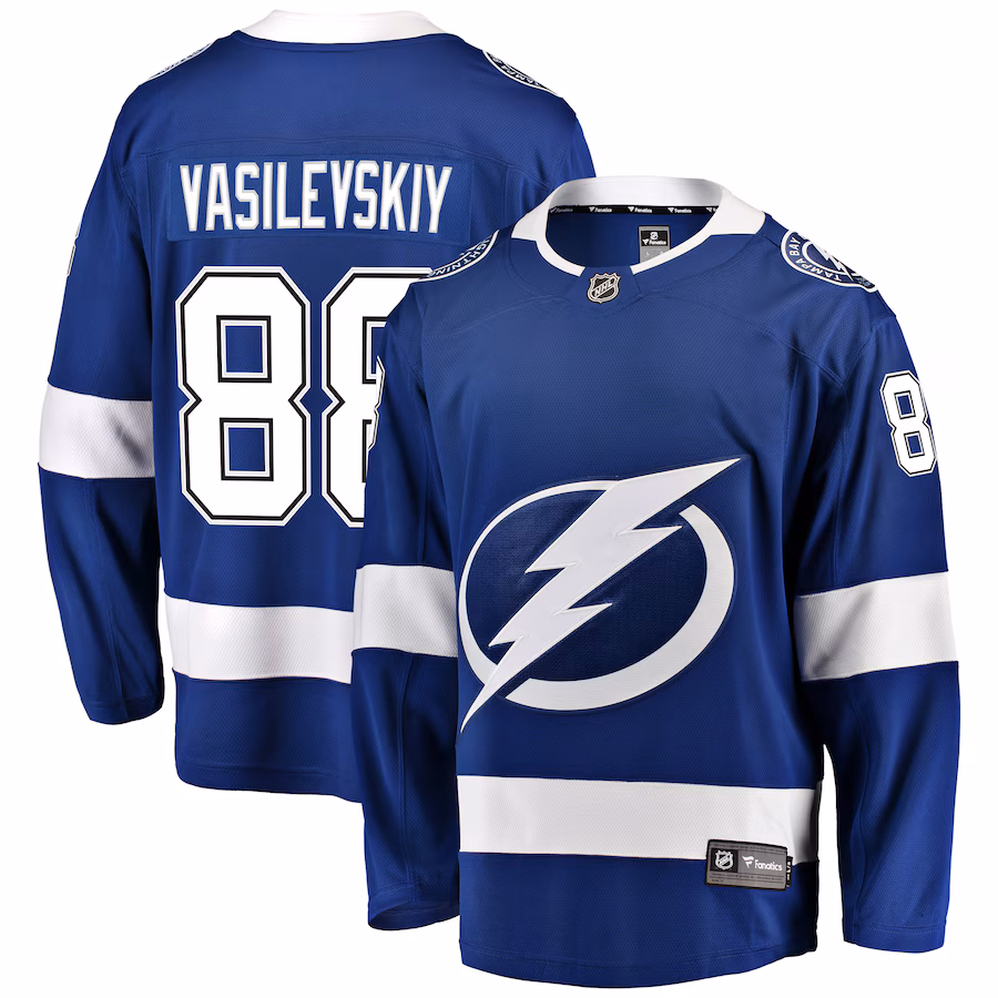 Men's Tampa Bay Lightning Andrei Vasilevskiy Fanatics Blue Home Breakaway Player Jersey - Jersey
