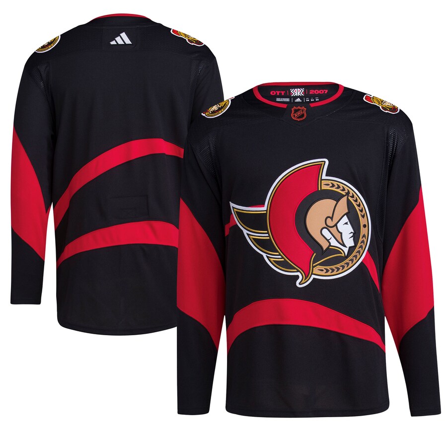 Men's Ottawa Senators adidas Black Reverse Retro 2.0 Authentic Blank Jersey - Jersey
