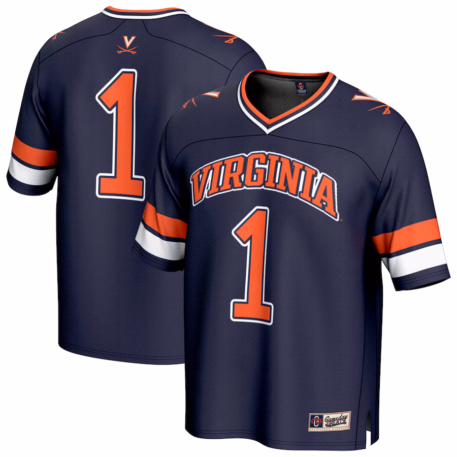 Unisex GameDay Greats #1 Navy Virginia Cavaliers Lightweight Collegiate Football Fashion Jersey - Jersey