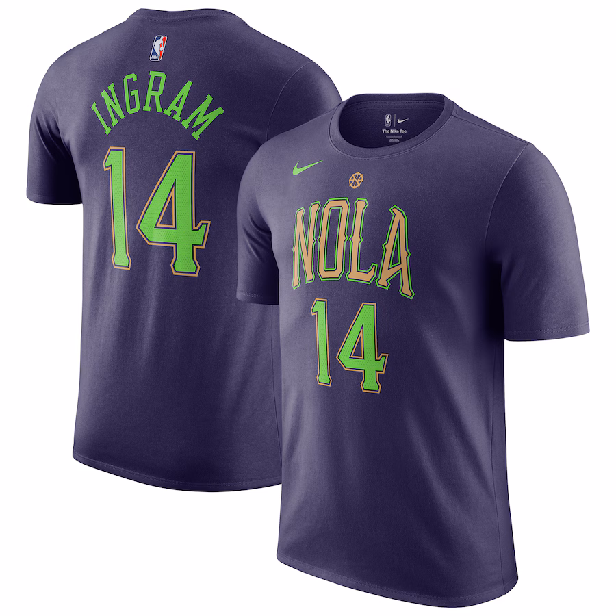 Men's New Orleans Pelicans Brandon Ingram Nike Purple 2024/25 City Edition Name & Number T-Shirt - Jersey