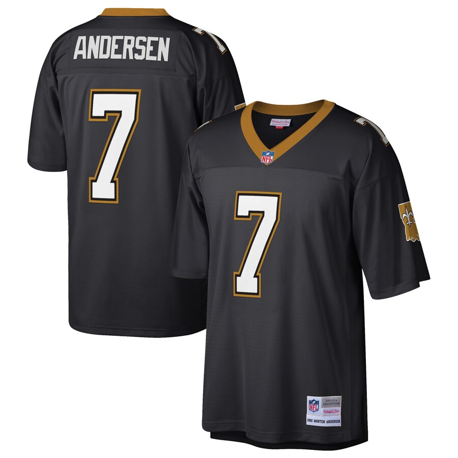 Men's New Orleans Saints Morten Andersen Mitchell & Ness Black Retired Player Legacy Replica Jersey - Jersey