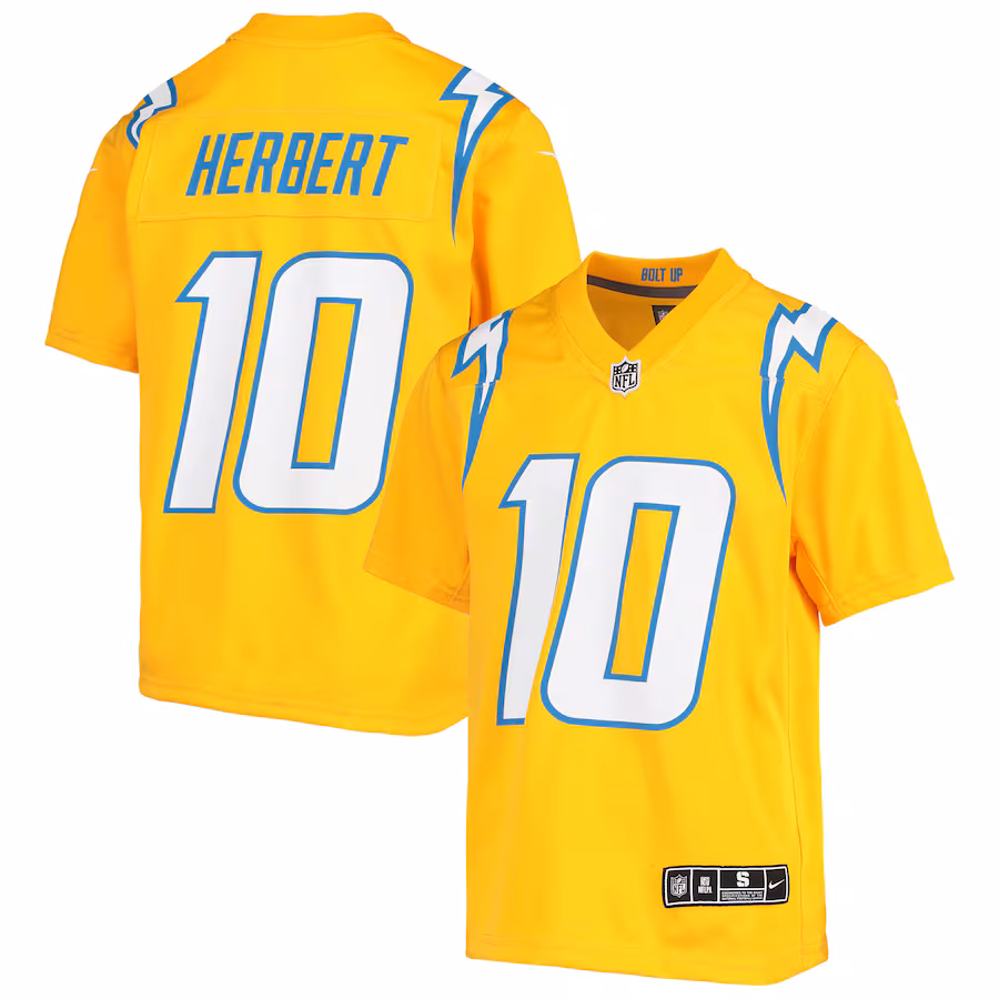 Youth Los Angeles Chargers Justin Herbert Nike Gold Inverted Team Game Jersey - Jersey