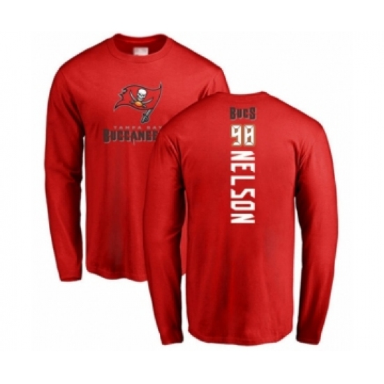 Football Tampa Bay Buccaneers #98 Anthony Nelson Red Backer Long Sleeve T-Shirt - Jersey
