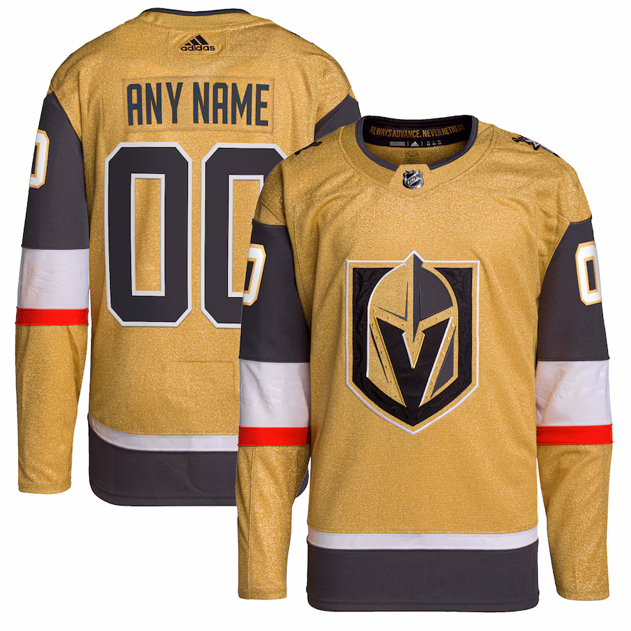 Men's Vegas Golden Knights adidas Gold Home Primegreen Authentic Custom Jersey - Jersey