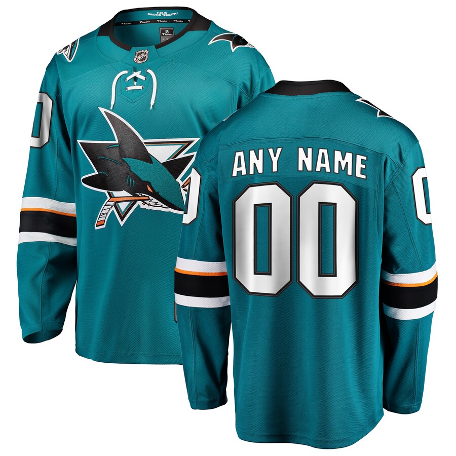 Men's San Jose Sharks Fanatics Branded Teal 2021/22 Home Breakaway Custom Jersey - Jersey