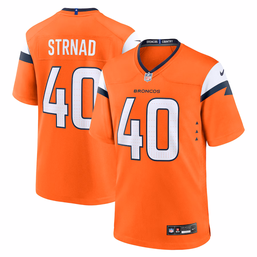 Men's Denver Broncos Justin Strnad Nike Orange Team Game Jersey - Jersey