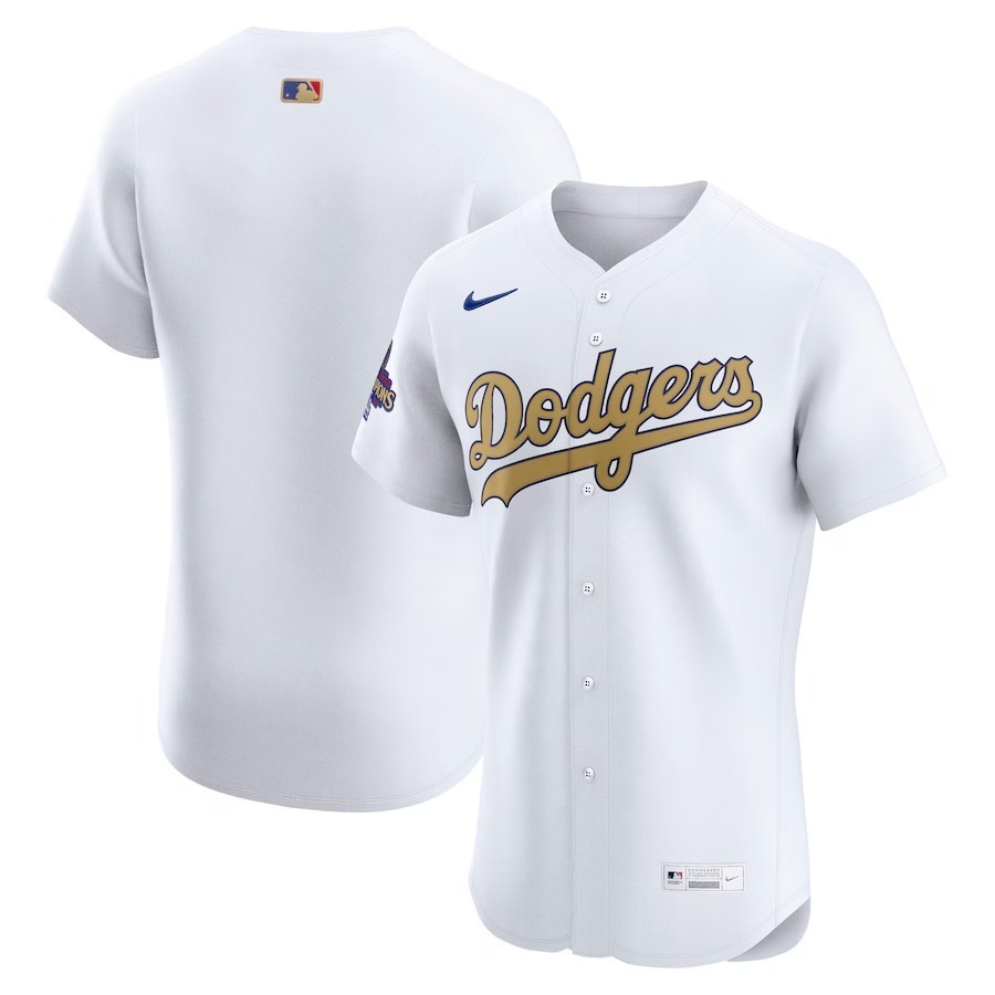 Men's Los Angeles Dodgers Nike White 2025 Gold Collection Elite Jersey - Jersey
