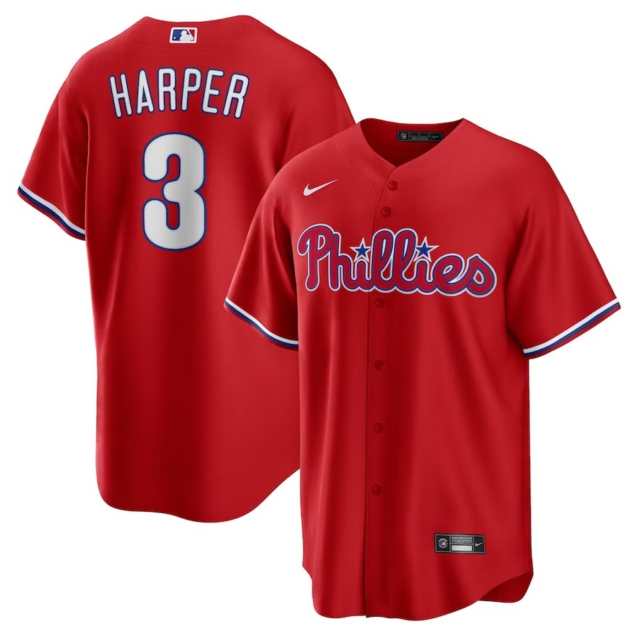 Men's Philadelphia Phillies Bryce Harper Nike Red Alternate Replica Player Name Jersey - Jersey