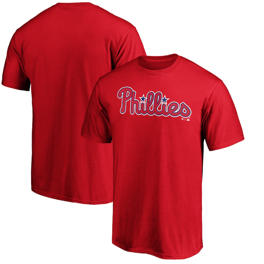 Men's Philadelphia Phillies Red Official Team Wordmark T-Shirt - Jersey