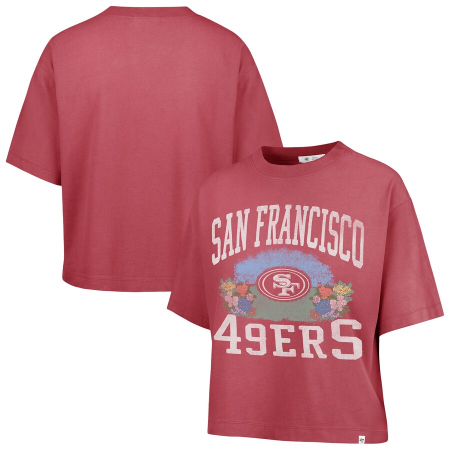 Women's San Francisco 49ers  '47 Light Red Florentina Montauk Cropped T-Shirt - Jersey