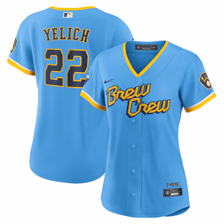 Women's Milwaukee Brewers Christian Yelich Nike Powder Blue City Connect Replica Player Jersey - Jersey