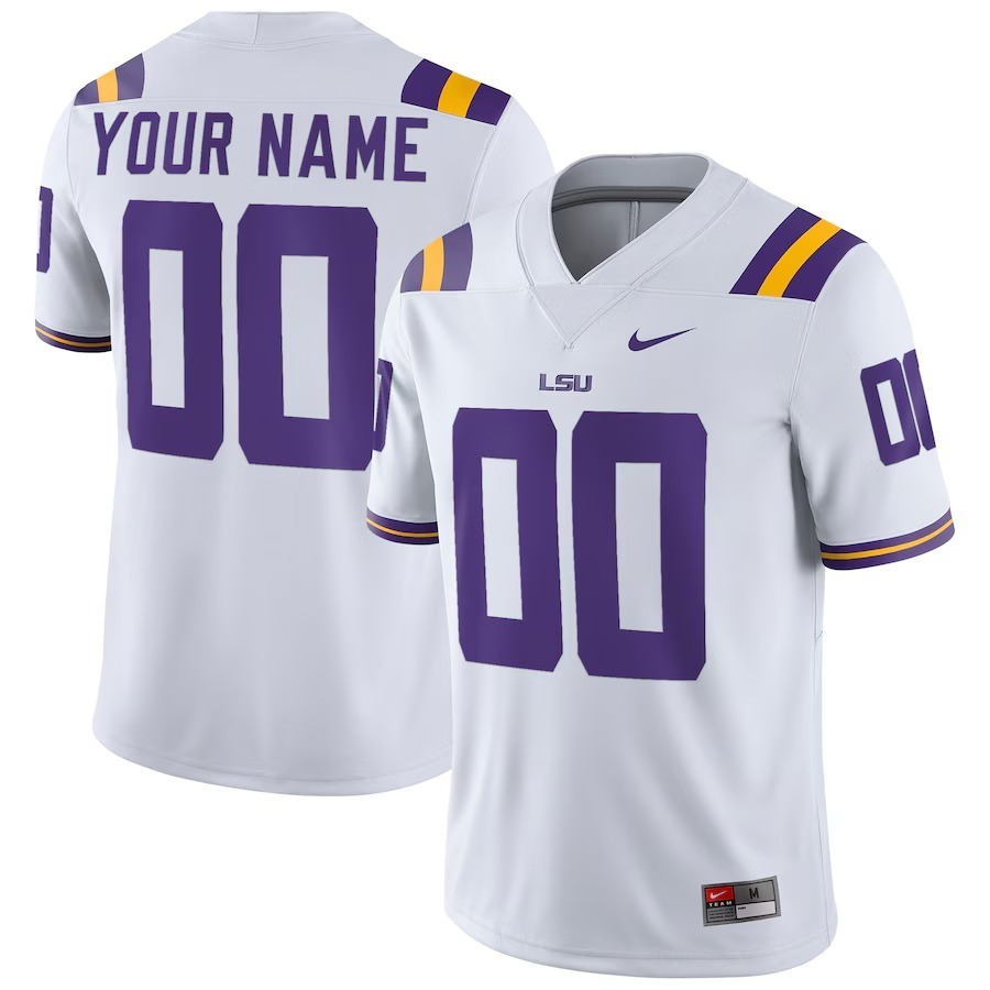 LSU Tigers Nike Football Custom Game Jersey - White - Jersey