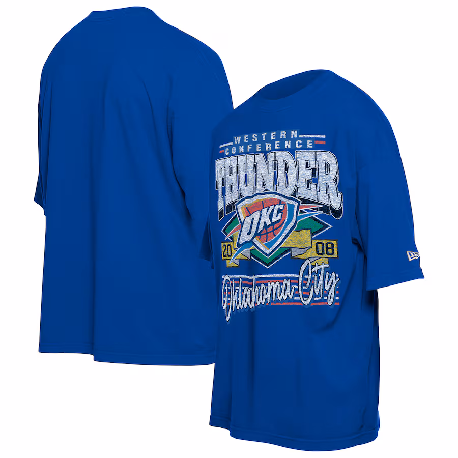 Men's Oklahoma City Thunder New Era Blue Distressed Sport Classics T-Shirt - Jersey