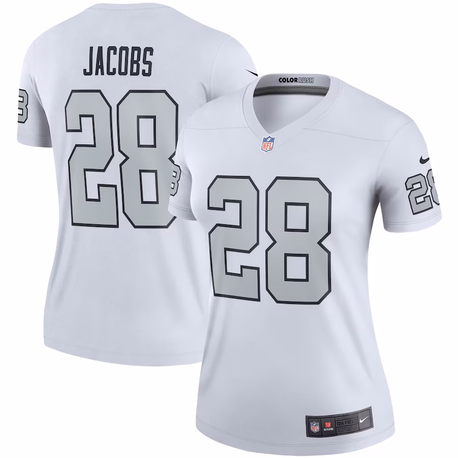 Women's Las Vegas Raiders Josh Jacobs Nike White Color Rush Legend Player Jersey - Jersey