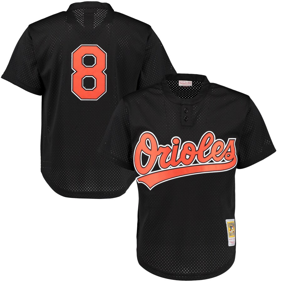 Men's Baltimore Orioles Cal Ripken Jr. Mitchell & Ness Black Cooperstown Mesh Batting Practice Jersey - Jersey