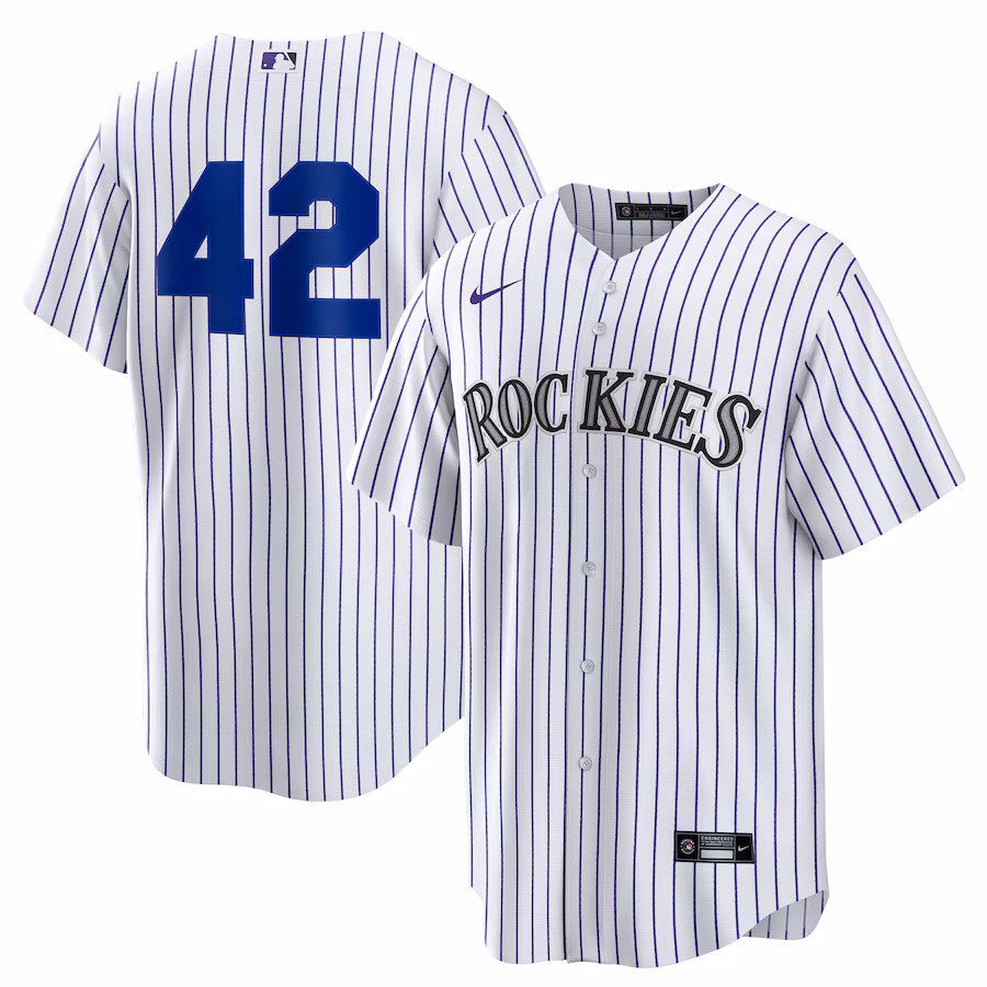 Men's Colorado Rockies Nike White Home 2025 Jackie Robinson Day Replica Jersey - Jersey