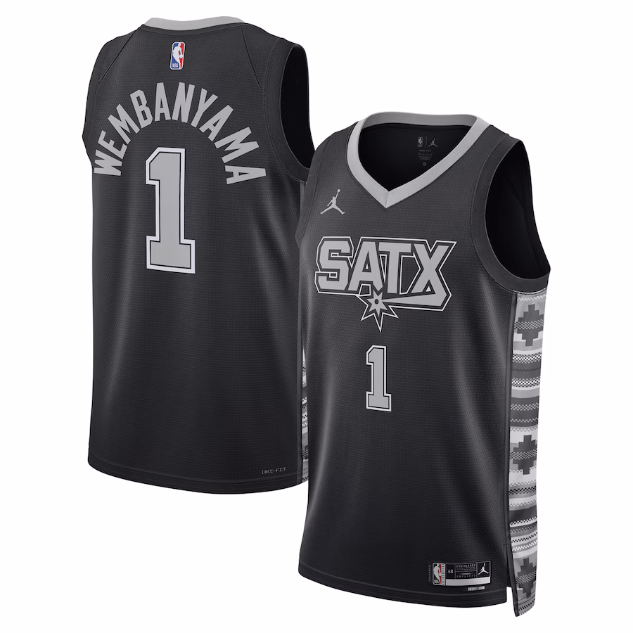 Unisex San Antonio Spurs Victor Wembanyama Jordan Brand Black Swingman Jersey - Statement Edition - Jersey
