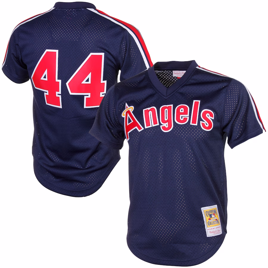 Men's California Angels Reggie Jackson Mitchell & Ness Navy Cooperstown Mesh Batting Practice Jersey - Jersey