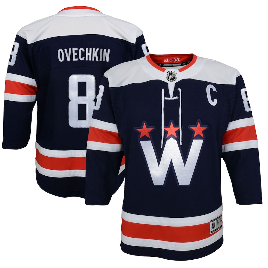 Youth Washington Capitals Alexander Ovechkin Navy 2020/21 Alternate Premier Player Jersey - Jersey