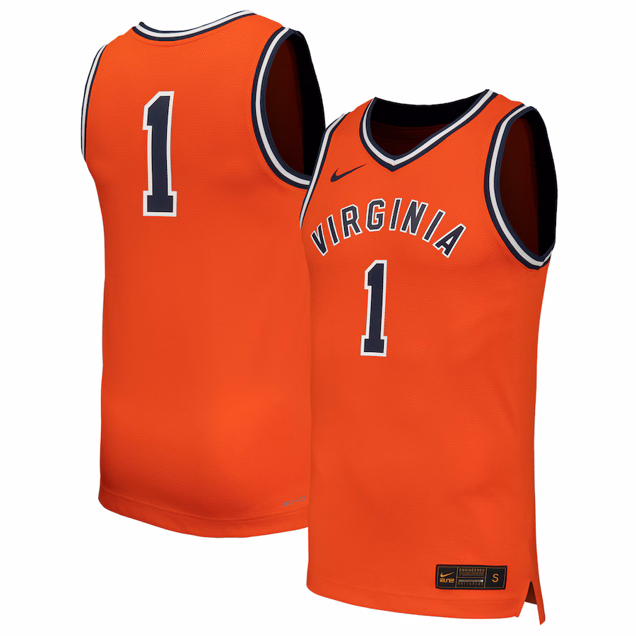 Men's Nike #1 Orange Virginia Cavaliers  Throwback Replica Basketball Jersey - Jersey